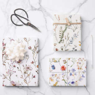 Feuille De Papier Cadeau Élégant cadeau mariage fleur sauvage