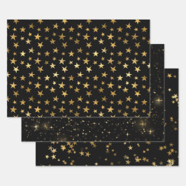 Feuille De Papier Cadeau Elegant Celestial Starry Gold Stars Design