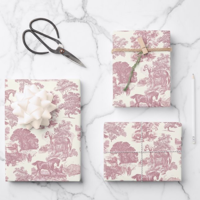 Feuille De Papier Cadeau Elégant Chic Horse Toile (Recto)