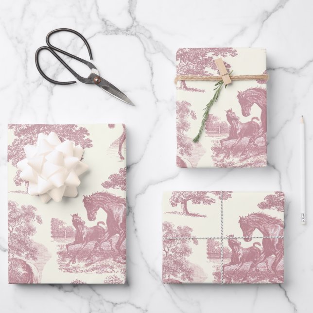 Feuille De Papier Cadeau Elégant Chic Horse Toile (Recto)