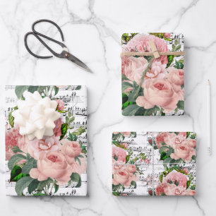 Feuille De Papier Cadeau Élégant collage de roses roses roses