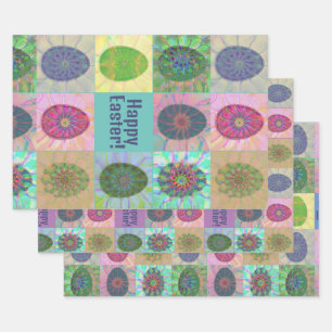 Feuille De Papier Cadeau Élégant collage d'oeufs colorés Abstraits