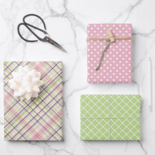 Feuille De Papier Cadeau Élégant couleur clair rétro Tartan Plaid Motif