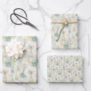 Feuille De Papier Cadeau Élégant Dandelions aquarelle