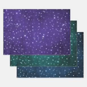 Feuille De Papier Cadeau Élégant design Zodiaque Purple, Vert & Bleu osmic