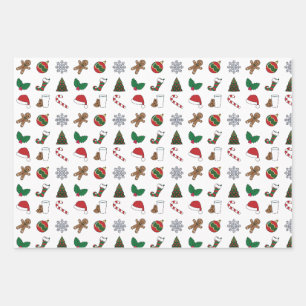 Feuille De Papier Cadeau Élégant et joli Symboles de Noël