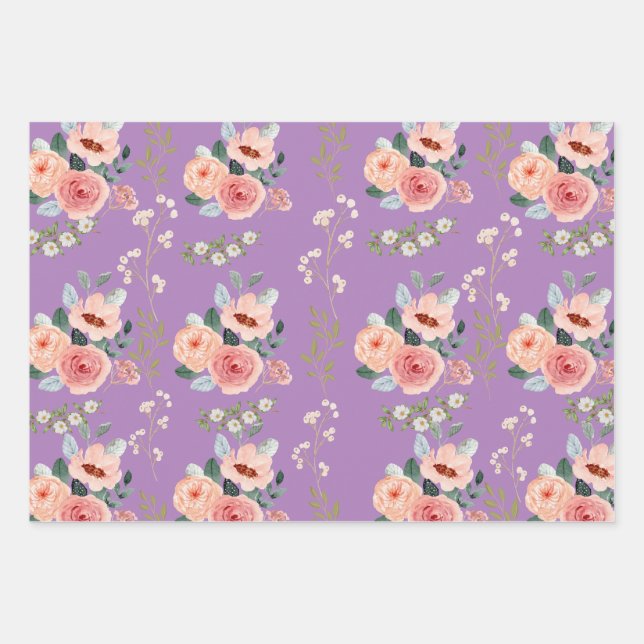 Feuille De Papier Cadeau Élégant floral (Devant)