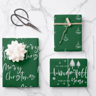 Feuille De Papier Cadeau Elégant Green Joyeux Noël Citation Cadeau