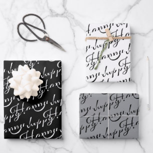 Feuille De Papier Cadeau élégant HAPPY ! lettrage  