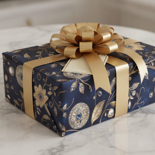 Feuille De Papier Cadeau Élégant Luxe Floral Vintage