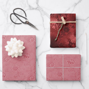 Feuille De Papier Cadeau Élégant Mariage de fleurs rouges