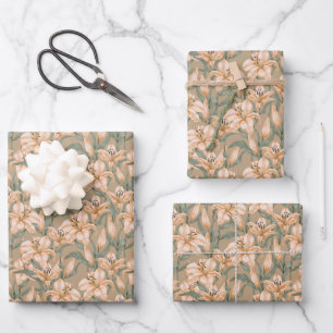 Feuille De Papier Cadeau Elégant mariage motif floral
