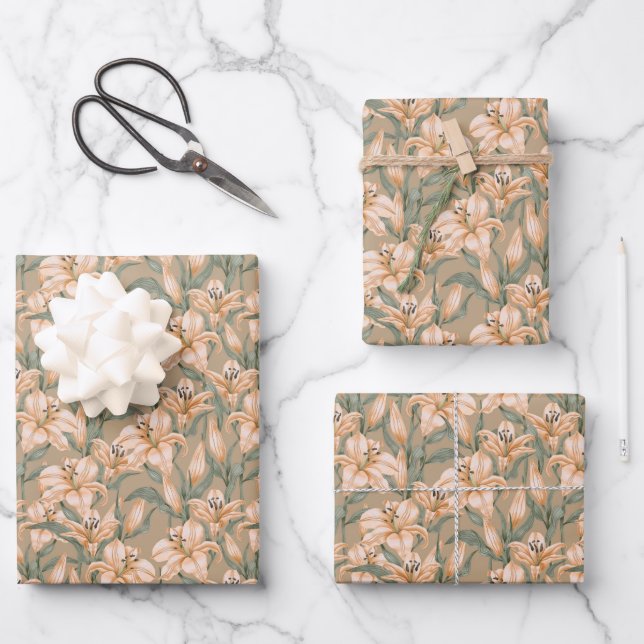 Feuille De Papier Cadeau Elégant mariage motif floral (Recto)