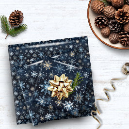 Feuille De Papier Cadeau Élégant modèle de flocon blanc bleu Vintage