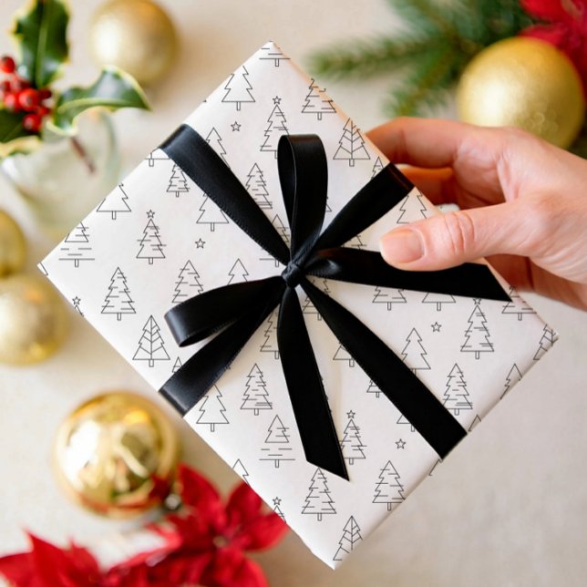 Feuille De Papier Cadeau Elegant modern minimalist holly pattern  (Créateur téléchargé)