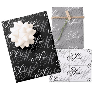 Feuille De Papier Cadeau Élégant Monogramme de script
