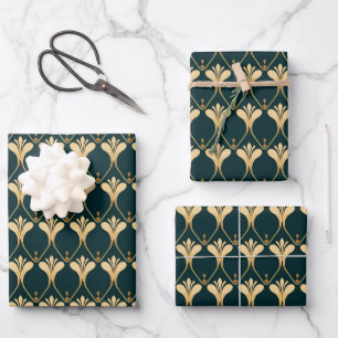 Feuille De Papier Cadeau Élégant motif carrelé Art déco