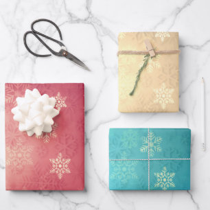 Feuille De Papier Cadeau Élégant motif de flocon de Noël