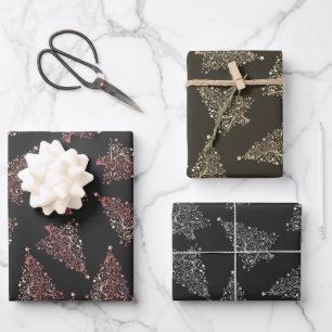 Feuille De Papier Cadeau Élégant motif de sapin de Noël
