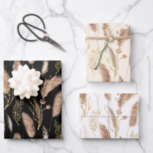 Feuille De Papier Cadeau Élégant Motif en laiton moderne chic Beige Pampas