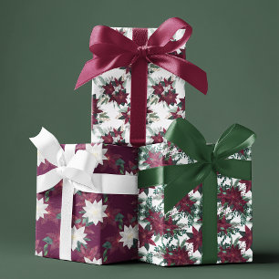 Feuille De Papier Cadeau Élégant motif floral de poupée de Noël