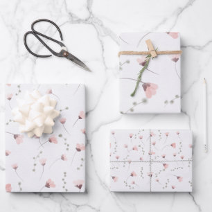 Feuille De Papier Cadeau Elégant motif floral rose aquarelle