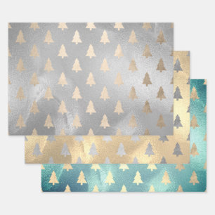 Feuille De Papier Cadeau Élégant Motifs d'arbre de Noël moderne