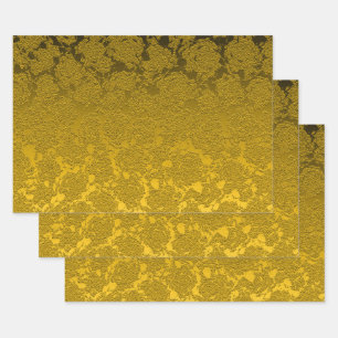 Feuille De Papier Cadeau Elégant moutarde Jaune Noir moderne