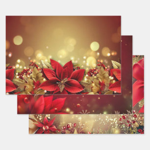 Feuille De Papier Cadeau Élégant Noël rouge or de luxe original