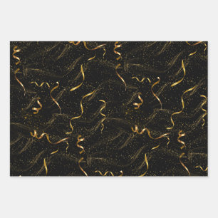 Feuille De Papier Cadeau Élégant noir et or