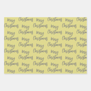 Feuille De Papier Cadeau Élégant Noir Golden Joyeux Motif d'arbre de Noël