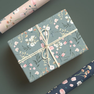 Feuille De Papier Cadeau Elégant Pastel Aquarelle Fleur sauvage Meadow