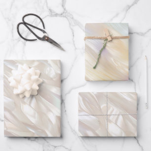 Feuille De Papier Cadeau Elégant Pearl White Shell Abstrait