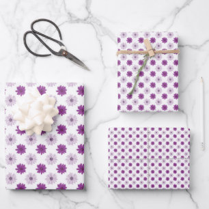 Feuille De Papier Cadeau Élégant Pétales De Fleurs Florales Violettes