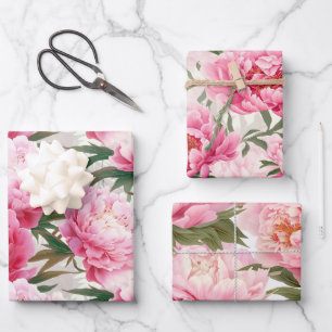 Feuille De Papier Cadeau Élégant Pretty Pink Peonies Floral Holiday