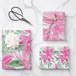 Feuille De Papier Cadeau Elégant rose Divine Fleurs Aquarelle