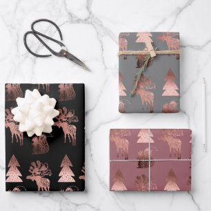 Feuille De Papier Cadeau Élégant rose en cuivre mignon or motif de Noël