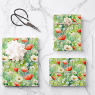 Feuille De Papier Cadeau Elégante aquarelle Fleur sauvage