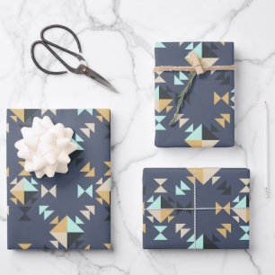 Feuille De Papier Cadeau Élégante couette géométrique moderne Motif ble