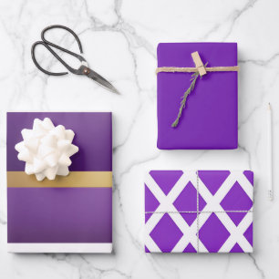 Feuille De Papier Cadeau Elégante finition satinée Royal violet et or