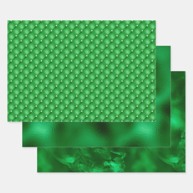 Feuille De Papier Cadeau Élégante huile verte (Lot)