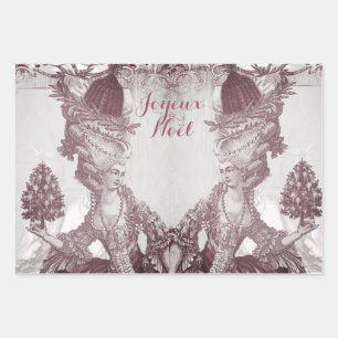 Feuille De Papier Cadeau Elégante Marie Antoinette Joyeux Noel