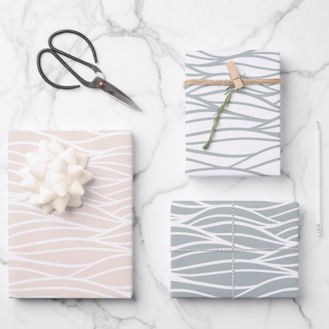 Feuille De Papier Cadeau Élégante Ondes d'eau minimale (Recto)