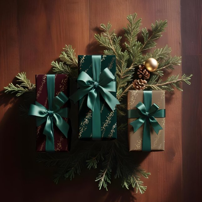 Feuille De Papier Cadeau Elégante Parties scintillant d'or Confetti neige (Elegant Gold Glitter Confetti Snow Stripe Wrapping Paper Sheets)