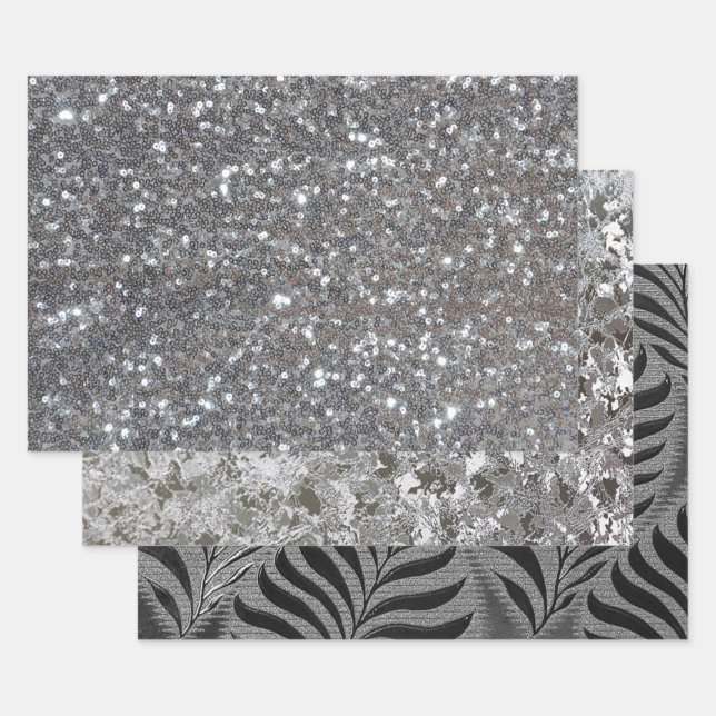 Feuille De Papier Cadeau Élégante Touche D'Argent (Lot)