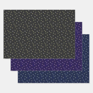 Feuille De Papier Cadeau Élégantes étoiles nostalgiques sur le noir, le ble
