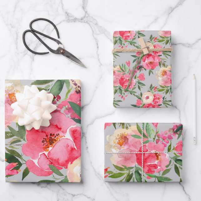 Feuille De Papier Cadeau Élégantes pivoines (Recto)