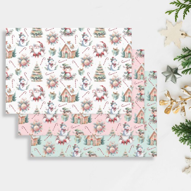 Feuille De Papier Cadeau Éléments de Noël Pastel (Créateur téléchargé)