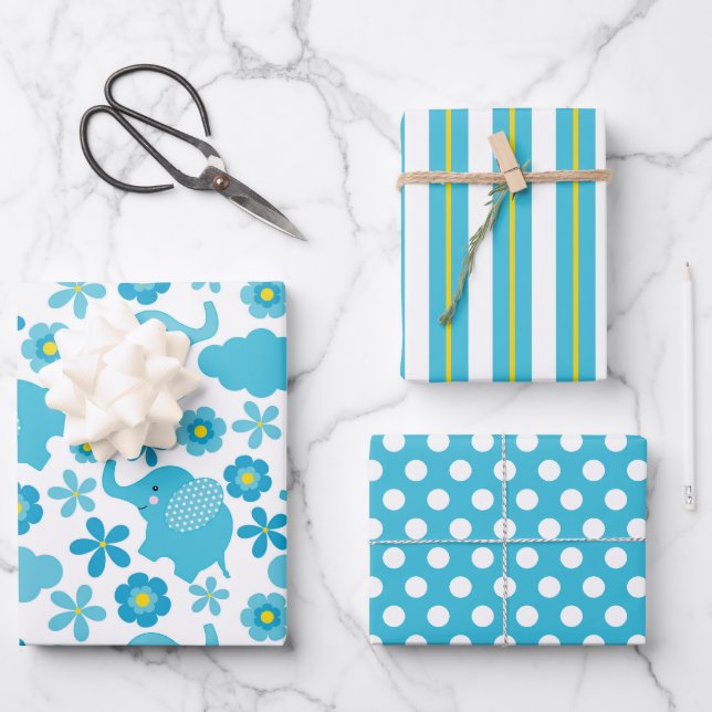 Feuille De Papier Cadeau Eléphant mignon (Recto)