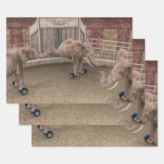 Feuille De Papier Cadeau Eléphants roulants (Lot)